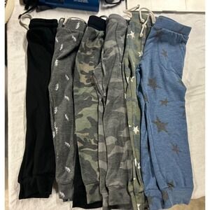Lot of  6 Pixie Lane Sweatpants Joggers 4/5 Pajama Pants Camo Stars EUC